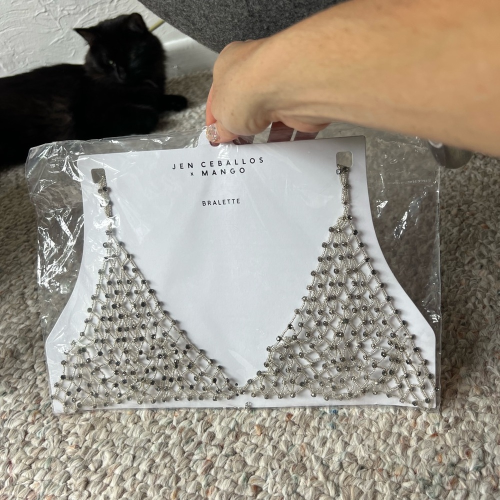 Mango Metallic Mesh Bralette (festival)